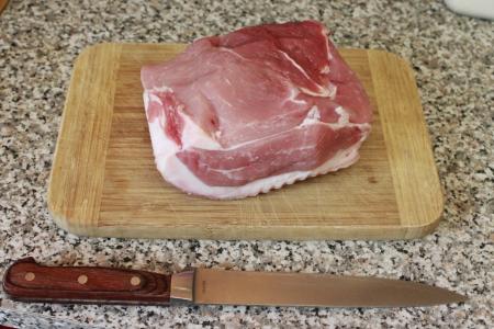 烤猪肉, 油炸壳, 肉, 原始, 一块肉, 食品, 木板
