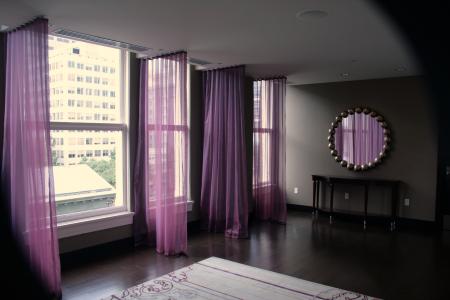 走廊, 神秘, 不祥, 紫色, 纯粹的, 窗帘, 时尚