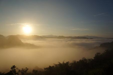 日出, 雾, 雾, 早上, 光, 风景名胜