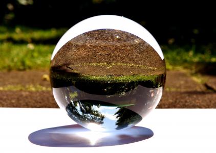 glaskugeln, 镜像, 花园, 光, 球, 大理石, 玻璃