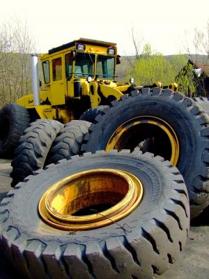 拖拉机, 车轮, 橡胶轮胎, 采矿, 黄色, 机器, 老