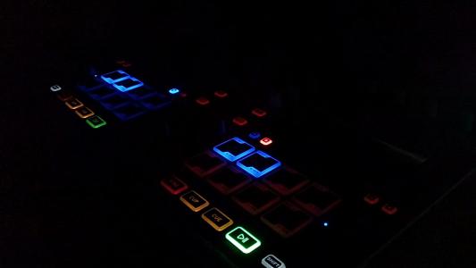 dj, 控制器, 黑暗, 晚上, 按钮, 灯