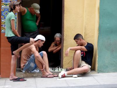 象棋, 街道, 路面, 年轻, 男子, 哈瓦那, 游戏