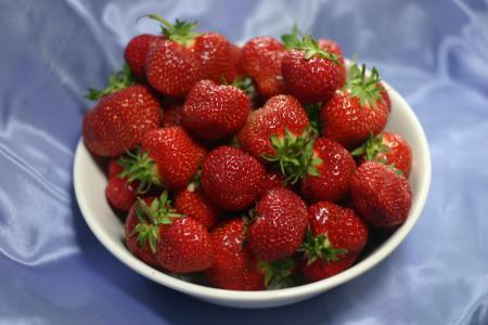 草莓, 水果, 新鲜采摘, 碗里, 收获