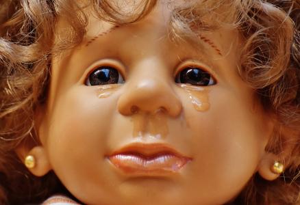 娃娃, 女孩, 哭, 受伤, 眼泪, 甜, 玩具