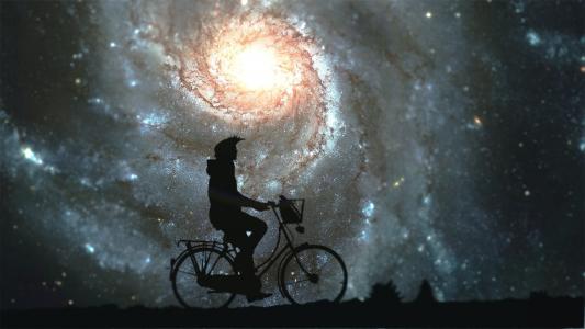 银河, 自行车, 自行车, 通过, 骑自行车的人, 秋天, 森林