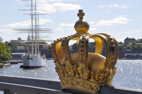 斯德哥尔摩, 桥梁, 帆船, 皇冠, skeppsholmen