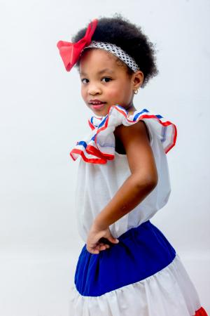 多米尼加共和国, 女孩, 穿衣服, 多米尼加共和国, 颜色, 红色与蓝色, 蓝色与红色