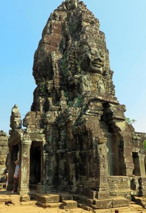 柬埔寨, 吴哥, 脸上, 寺, 雕像, 宗教