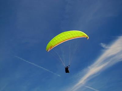 飞, 滑翔伞, 滑翔机, 天空, 蓝色, 云计算, 蓝蓝的天空