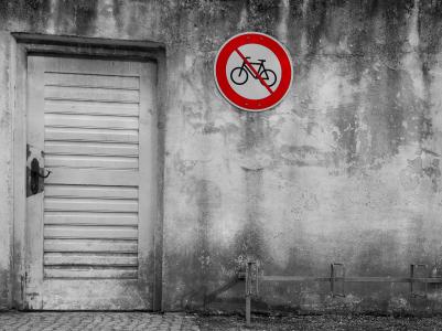禁止自行车, 禁止, 标志, 符号, 无自行车