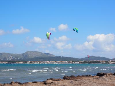 kitesurfer, 体育, 海, 风, 水, pollensa 湾, 半岛