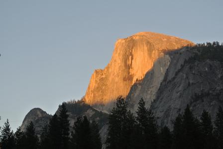 约塞米蒂, 半穹顶, 日落, 国家公园, 景观, 加利福尼亚州, 美国