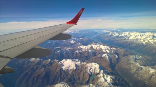 飞机, 客机, 飞机, 阿尔卑斯山, 鸟瞰图, 飞行, 山脉