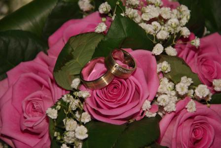 上升, 粉色, 植物, 婚礼, 爱, 玫瑰-花, 花束