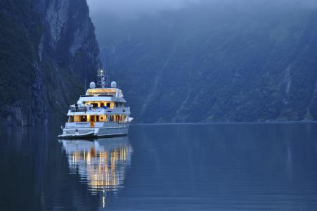 挪威, 小船, 水, 晚上, 湖, 海, 夏季
