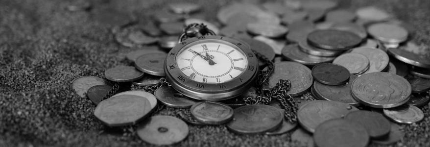 古董, 黑白, 时钟, 硬币, 钱, 沙子, 时间