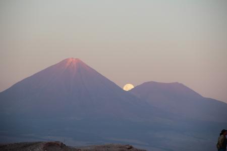 火山, 利坎卡武尔, 圣佩德罗-卡玛卡, 自然, 月亮, 全, 日落
