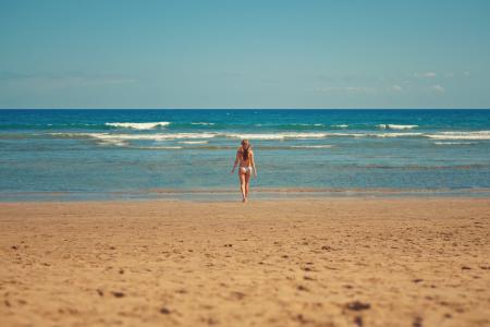 夏季, 假日, 比基尼, 海滩, 海洋, 大加那利岛, 大加那利岛