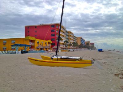 海滩, 小船, 沙子, 视图, 佛罗里达州, 扬帆的船