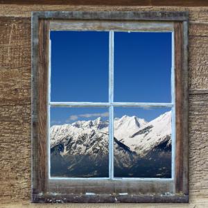 窗口, 老, 小屋, 卡尔, 山脉, 冬天, 景观