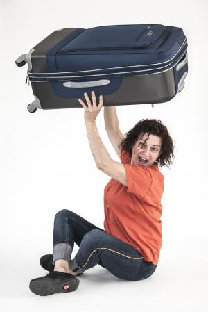 手提箱, 行李, 妇女, 橙色, 幸福, 移动, 坚强的女人