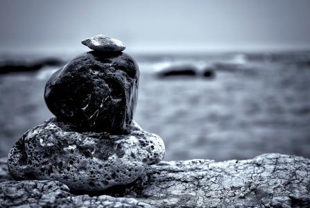 石头, 黑色和白色, 岩石, 自然