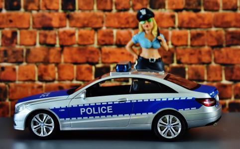 女警察, 警察, 巡逻车, ordnungshüter, 有趣, 统一, 图