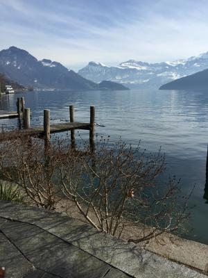 湖, 瑞士, 山脉, 雪, 寒冷, 云彩, vierwaldtstätter 湖