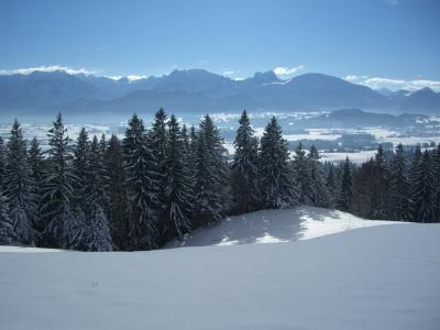 高山全景, aggenstein, breitenberg, 冬天, 雪, 白色, 山脉