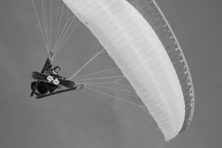 滑翔伞, 滑雪, 阿尔卑斯山, 黑色和白色, 冬季运动