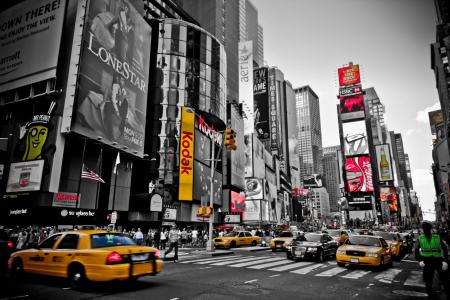 纽约, 红色, 黄色, 城市, 黄色出租车, 纽约, 出租车