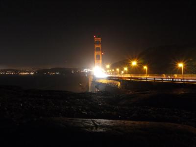 圣, 弗朗西斯科, 美国, 金门大桥, 晚上, 光, 桥梁