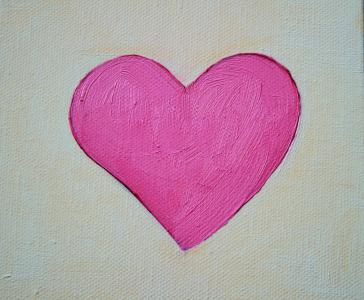 心, 粉色, 画, 油, 帆布, 爱, 情人节