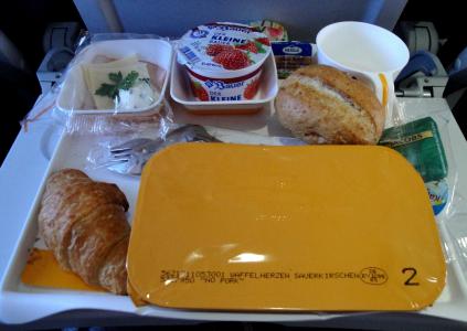 早餐, 飞机, 食品, 汉莎航空, 牛角面包