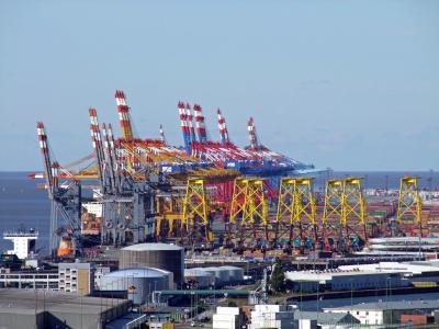 不莱梅港, 端口, 集装箱码头, 大, 行业, 起重机, 船舶