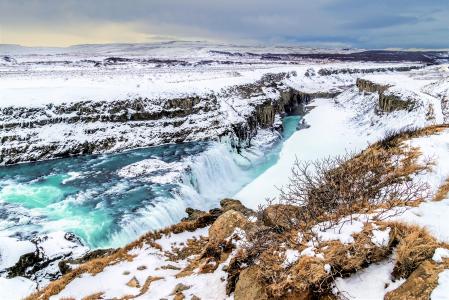 冰岛, gulfoss, 瀑布, 水, 流量, 冰岛语, 秋天
