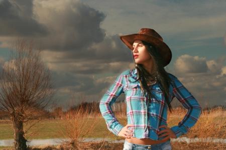 女牛仔, 西方, 狂野的西部, 帽子, 草原