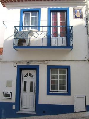 房子, 白色, 蓝色, 门, 窗口, 葡萄牙, 建筑