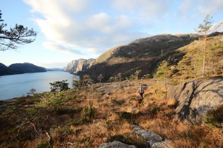 峡湾, 山, 性质, 秋天, 徒步旅行, 景观, 挪威
