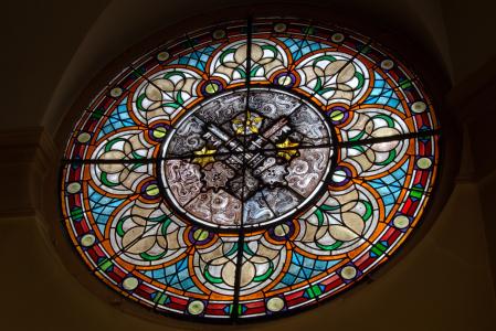 彩色玻璃窗口, krotoszyn, 市政厅, 徽章, 一轮, 颜色, 窗格
