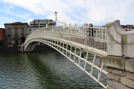 pennybridge, 都柏林, 爱尔兰, 桥-男人作结构, 河, 建筑, 著名的地方