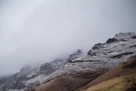 灰色, 岩石, 云彩, 云计算, 景观, 山, 雪