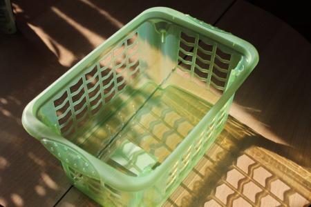 洗衣篮, 购物篮, 塑料, 绿色