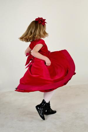 小女孩, 运行, 红色的裙子, 快乐, 儿童, 女孩, 小
