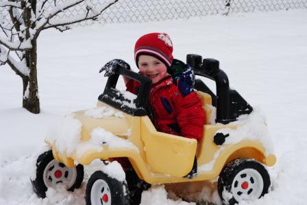 雪, 汽车, 儿童, 微笑, 卡, 冬天, 道路