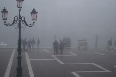 威尼斯, 灯笼, 电视频道, 雾, 阴霾