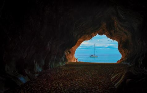 洞穴, 石窟, 假日, 撒丁岛, 内存, 地中海, 神秘