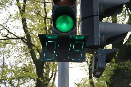 机器人, 光, 绿色, 秒, 计时器, 安全, 街道