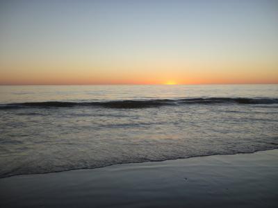 海滩, 日落, 澳大利亚, 海洋, 景观